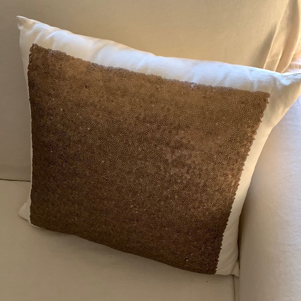Nicole Miller Home Accent Pillow with Bronze Sequins (16” x 16”)